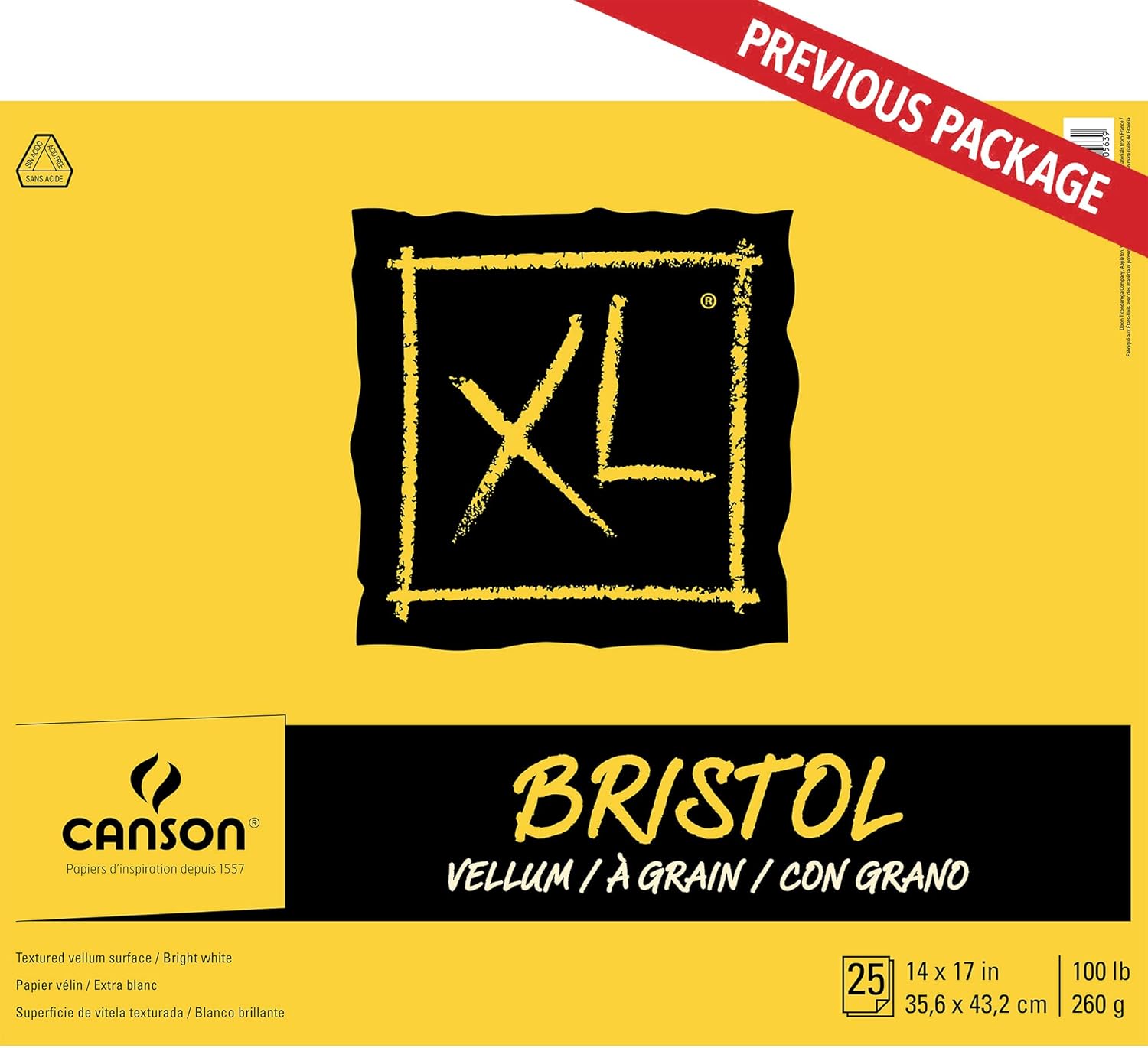 Canson XL Series Bristol Vellum Paper Pad, Heavyweight Paper for Pencil, Vellum Finish, Fold Over, 100 Pound, 14 x 17 Inch, Bright White, 25 Sheets : Arts, Crafts & Sewing