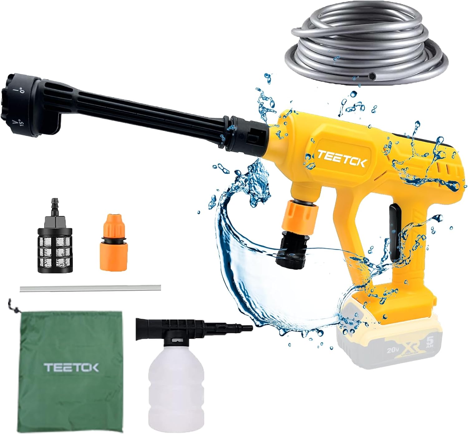 Cordless Pressure Washer for DeWALT 20V Max Battery TEETOK 550 PSI