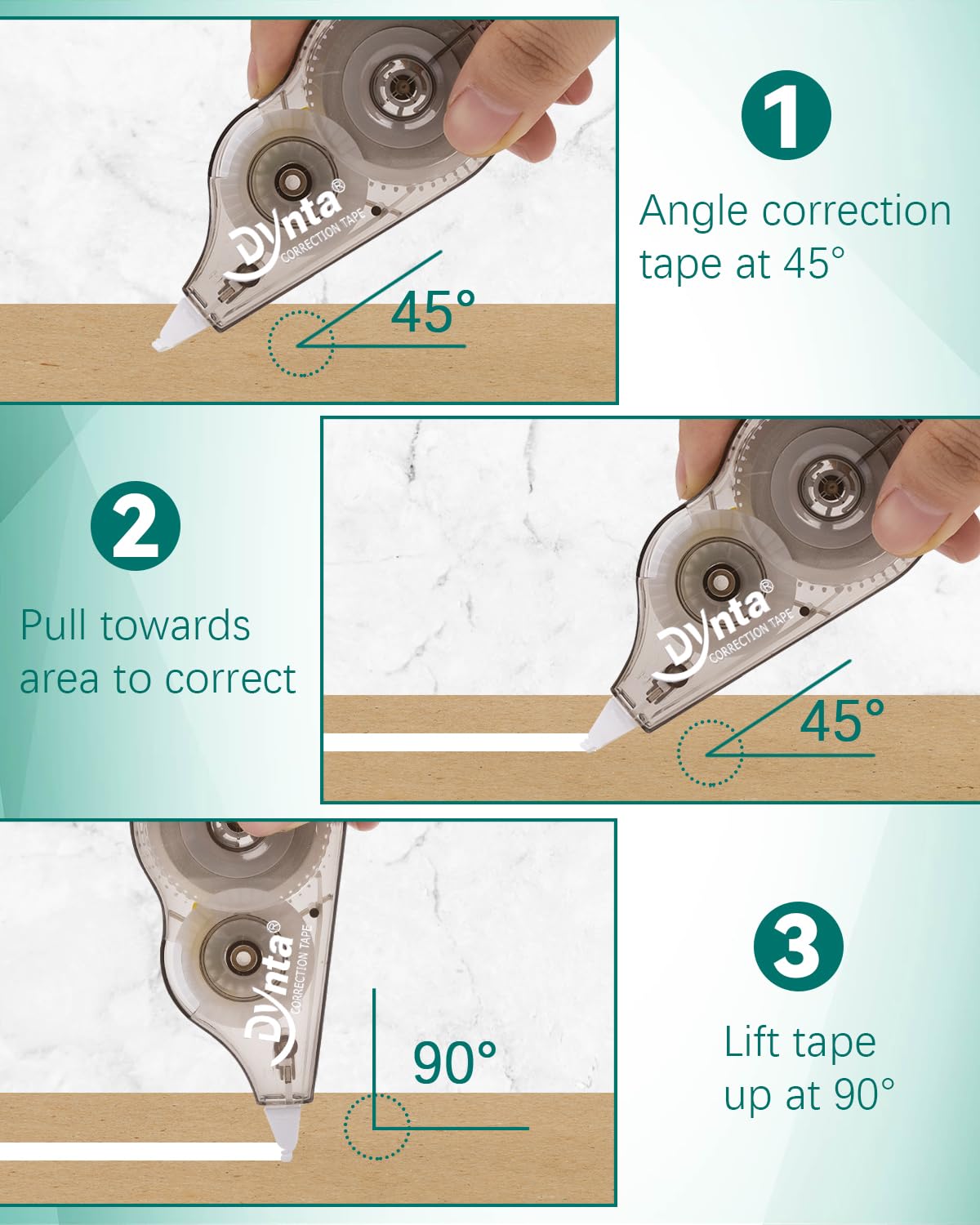 Dynta Korrekturband, 28 Stück, weißer Fehler, transparenter Spender, 5 mm x 10 m, Korrekturbedarf, ergonomisches Design, sofortige Reparaturen