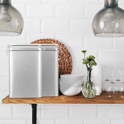 Miniatura 6 de 1 tarro de almacenamiento hermético de grano de café plateado, recipiente hermético de almacenamiento de alimentos para café, té y aperitivos,