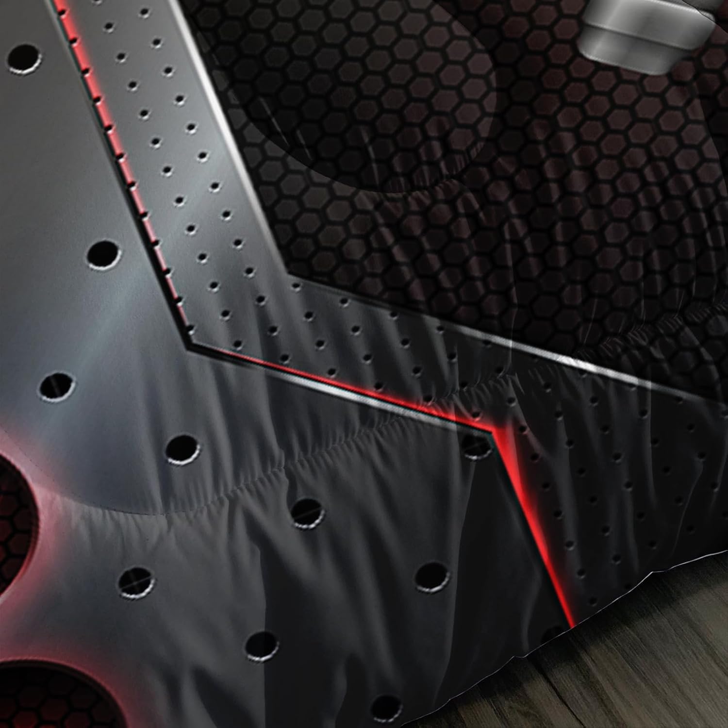 QOOMO 3Pcs Red Lightsaber Comforter Set Full,Red Neon Bedding Set for Teens Boys Girls,Black Printed Comforter with 2 Pillowcases,Down Alternative,Soft and Lightweight