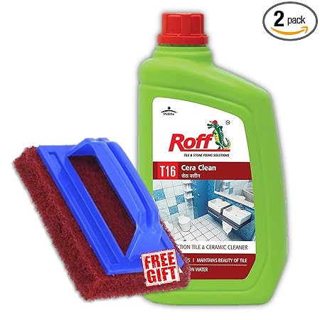 Roff Cera Tile Cleaner,Rapid Action Tile,Concentrated Liquid for Tough Stains,Multi-surface Floor and Tile Cleaner 1000 ml-(Roff Tile Cleaner & Tile Brush)