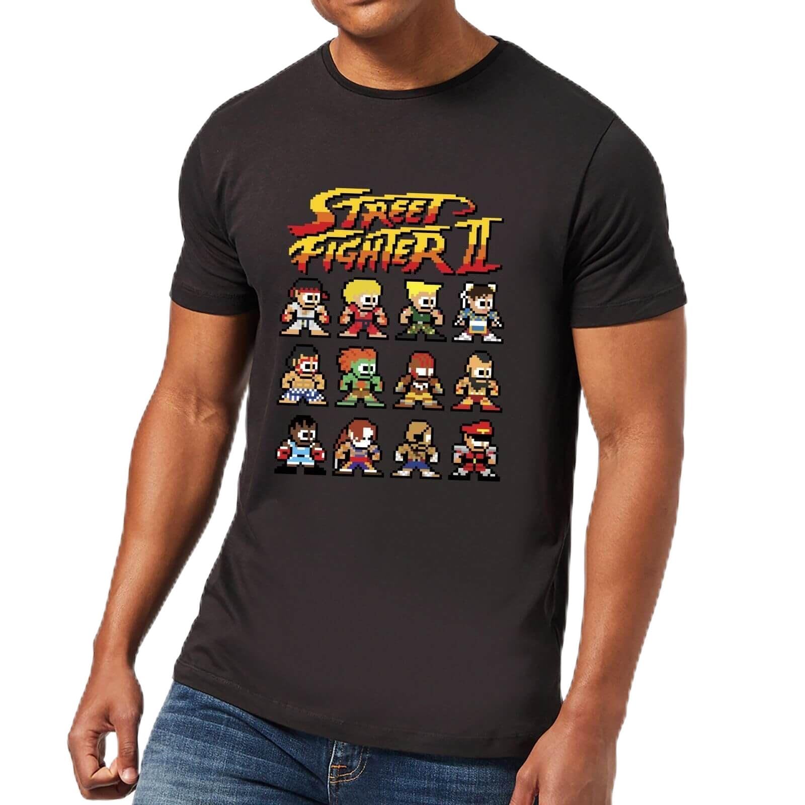 Zavvi Unisex Multi Street Fighter 2 Pixel Characters Men's T-Shirt - Black Xxl