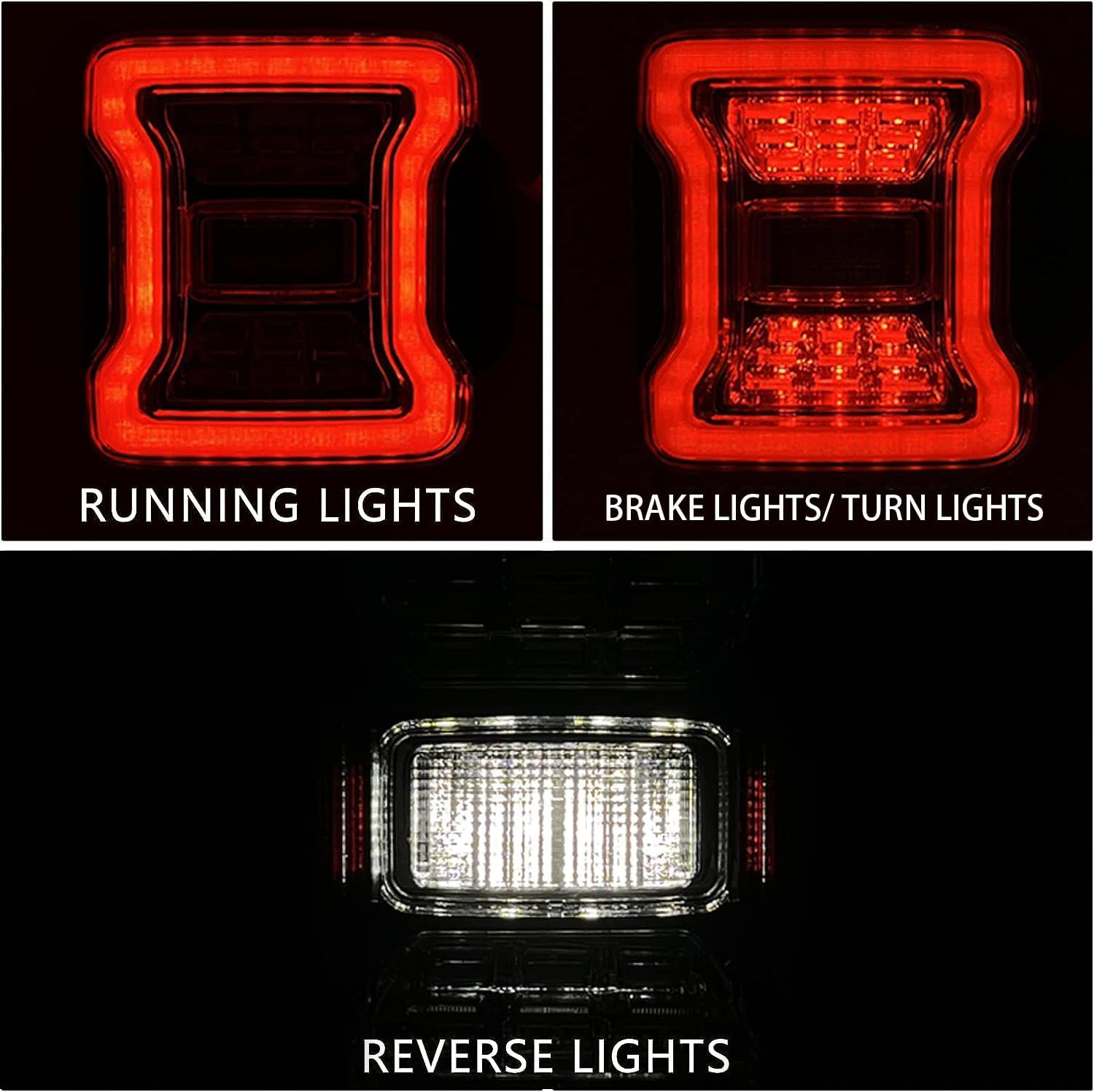 Shocklight LED Tail Lights Compatible With 2007-2018 Jeep Wrangler JK JKU w/Running Lights, Turn Signal, Brake Lights and Reverse Lights 1 pair of tail lights