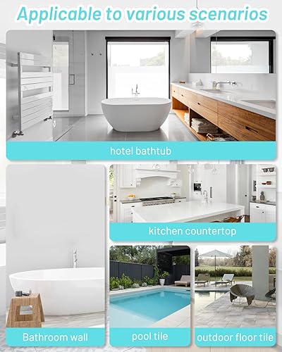 Miniatura 7 de Pintura para Azulejos, Kit de Renovación de Pintura para Bañera y Azulejos de 17 oz con Herramientas y Endurecedor, Fácil de Usar para Encimera,