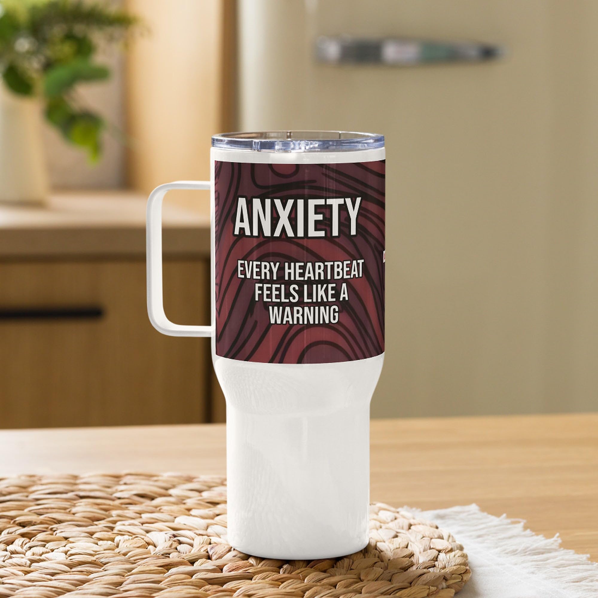 Taza de Viaje Ansiedad con Asa, Regalo para Personas con Trastorno de Ansiedad