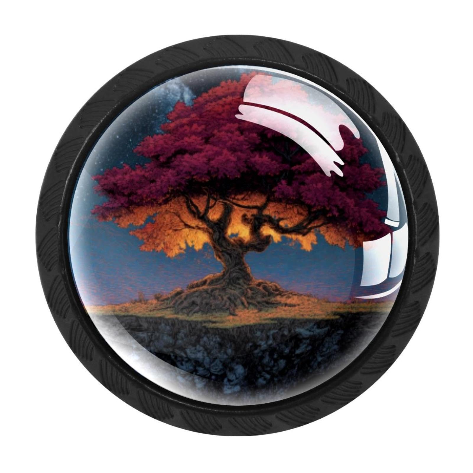 CHENZZZZ 4 Pieces Tree of Life (3) Kitchen Cabinet Knobs Drawer Knobs Dresser Knobs Black Knobs Drawer Pulls Dresser Drawer Handles Knobs for Dresser Drawers
