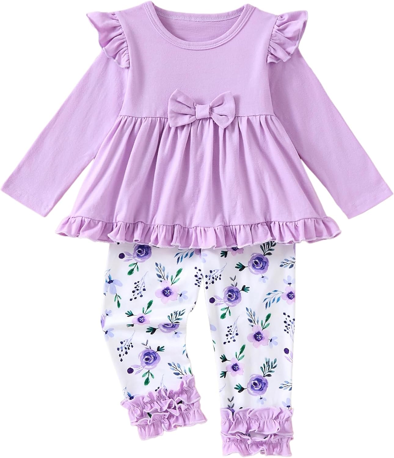 Baby Girl Clothes Toddler Girl Outfits Ruffle Long Sleeve Top and Floral Pants Set Fall Winter Clothes