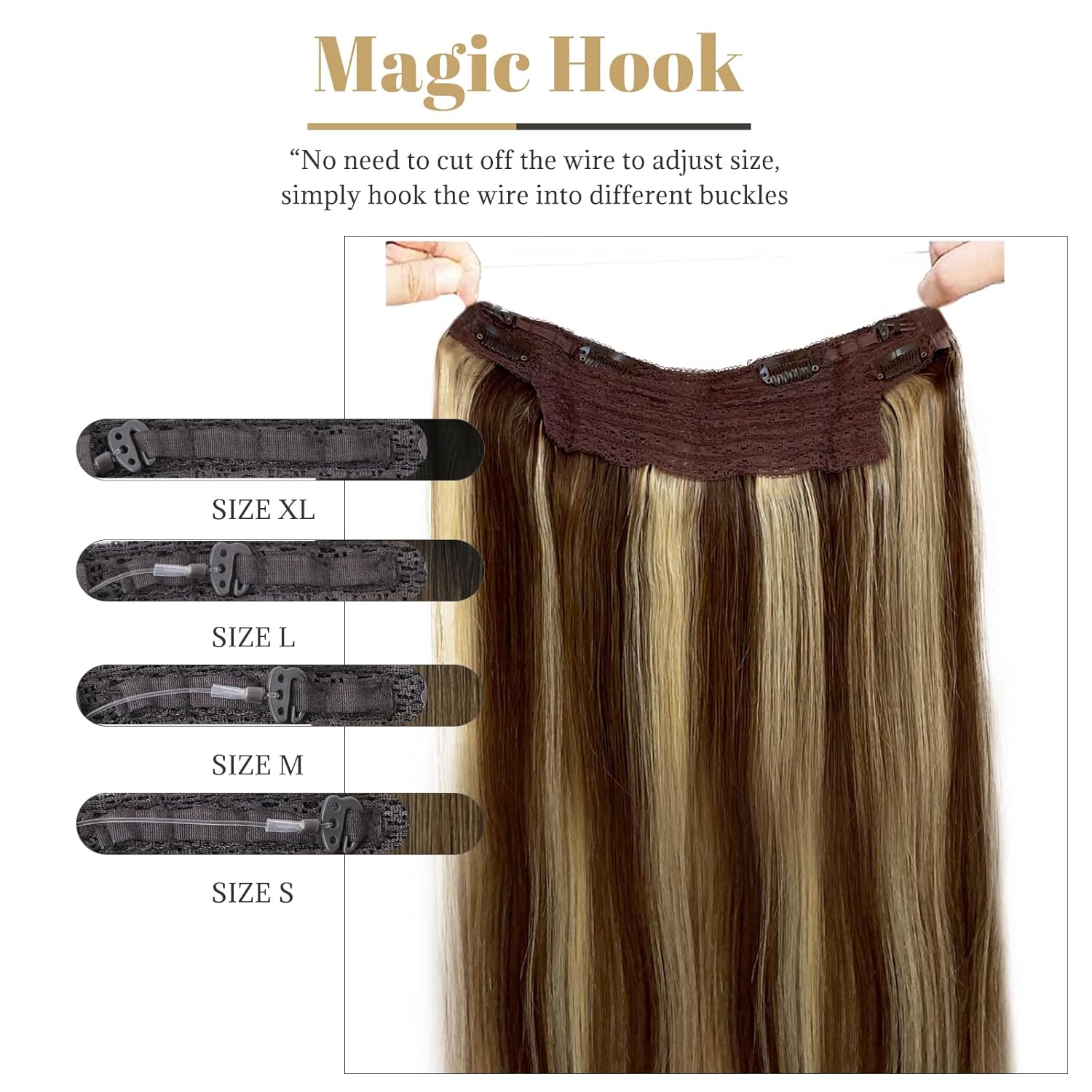 Munx Real Human Hair Halos Hair Extensions Ombre Invisible Wire Human Hair Extensions Light Ash Blonde to Brown Ombre Secret Extensions Human Hair Clip in Ombre Hair Extensions 100G 22in