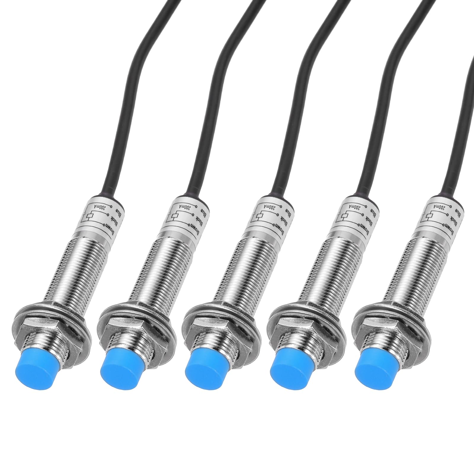 QUARKZMAN M12 Annäherungssensor Induktiver Näherungsschalter NO Normalerweise Offen NPN 4mm Erfassungsabstand DC 6-36V LJ12A3-4-Z/BX 3.3ft 5Stk
