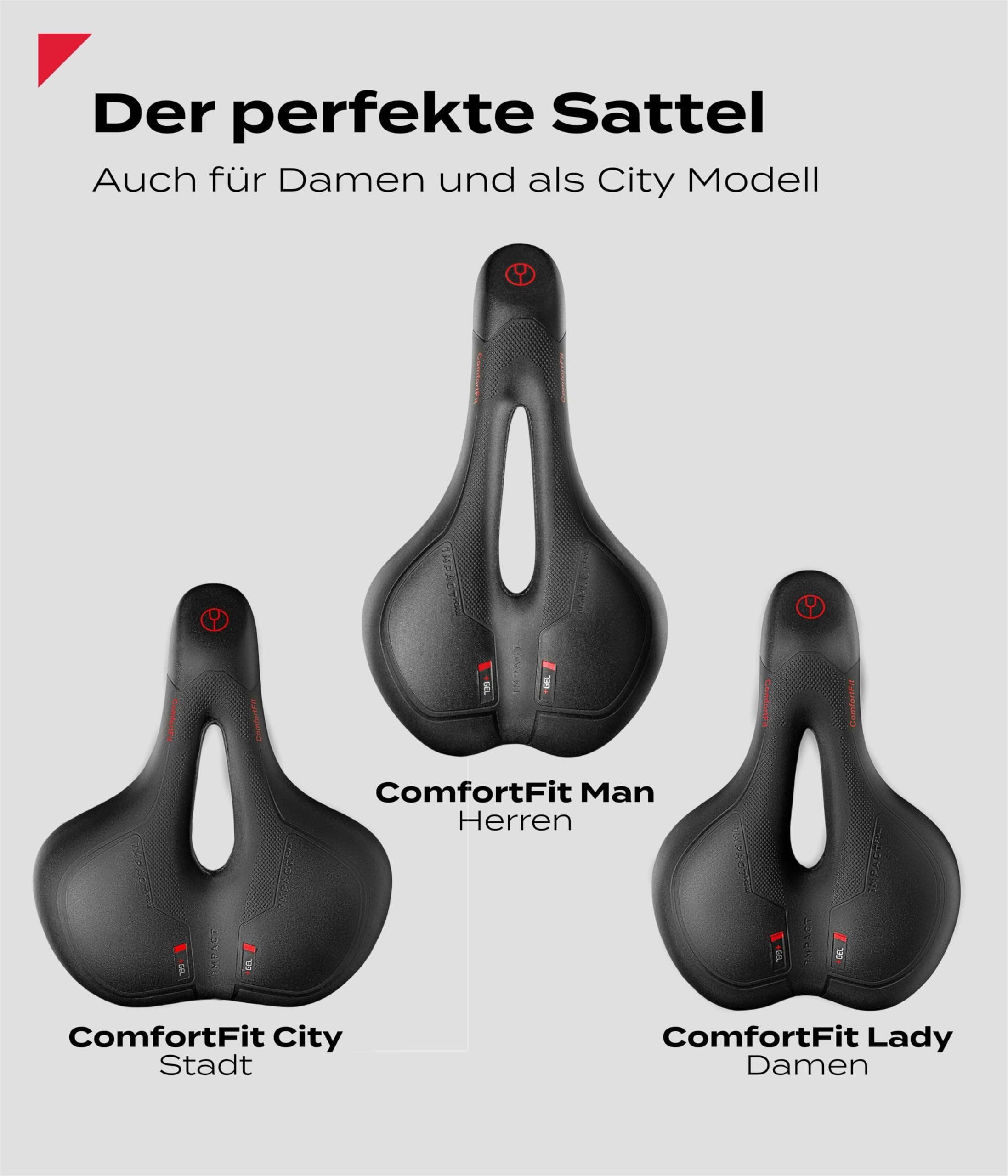 Impact® ComfortFit Fahrradsattel Herren Damen – Ergonomisch, Bequem & Schmerzfrei – Weicher Prostata- und Gel-Sattel für Mountainbike, MTB, City, Trekking & E-Bike