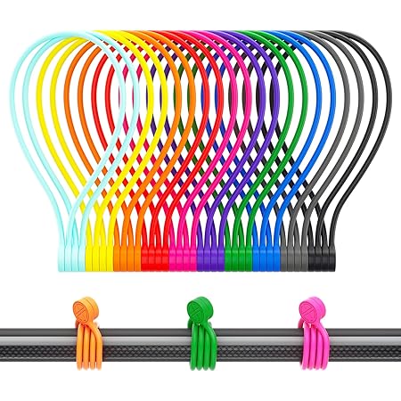Attaches De Câble Magnétiques En Silicone – Lot De 12, 6 Couleurs – Longueur 19 Cm – Réutilisables, élastiques – Pour Rangement Câbles, Frigo