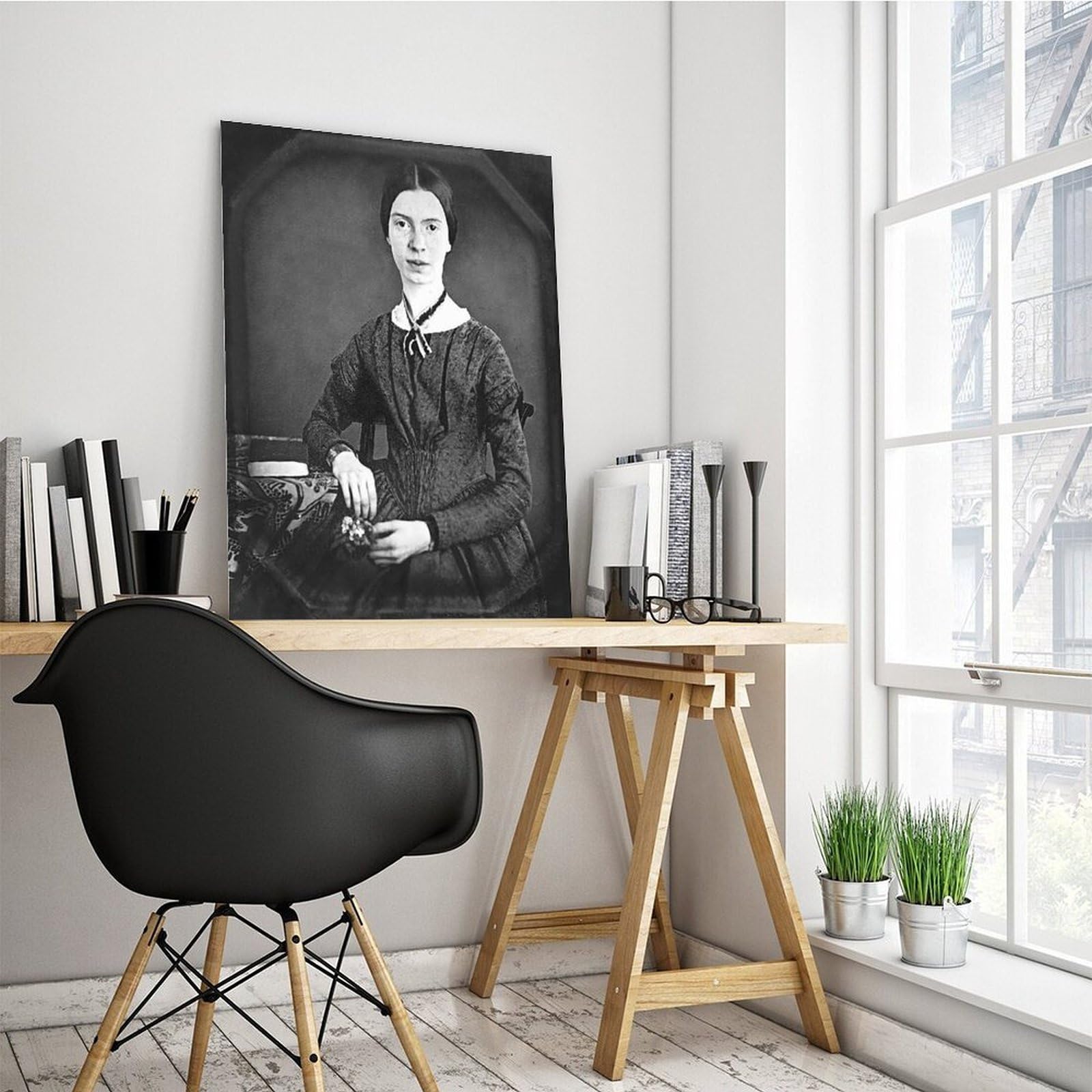 Póster de retrato de Emily Dickinson para dormitorio, decoración de pared, oficina, habitación, marco de regalo, 30 x 45 cm
