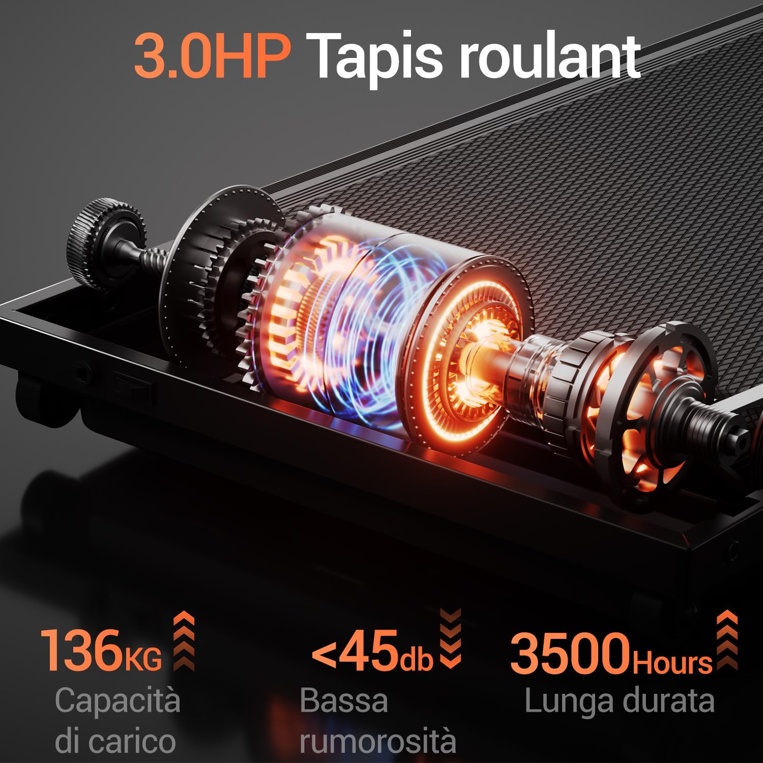 UMAY Tapis Roulant Salvaspazio con Inclinazione 15%, Tapis Roulant Elettrico 12KM/H, Tapirulan Pieghevole da Casa con Motore da 3.0 HP e Display LED, Carico Massimo 136KG