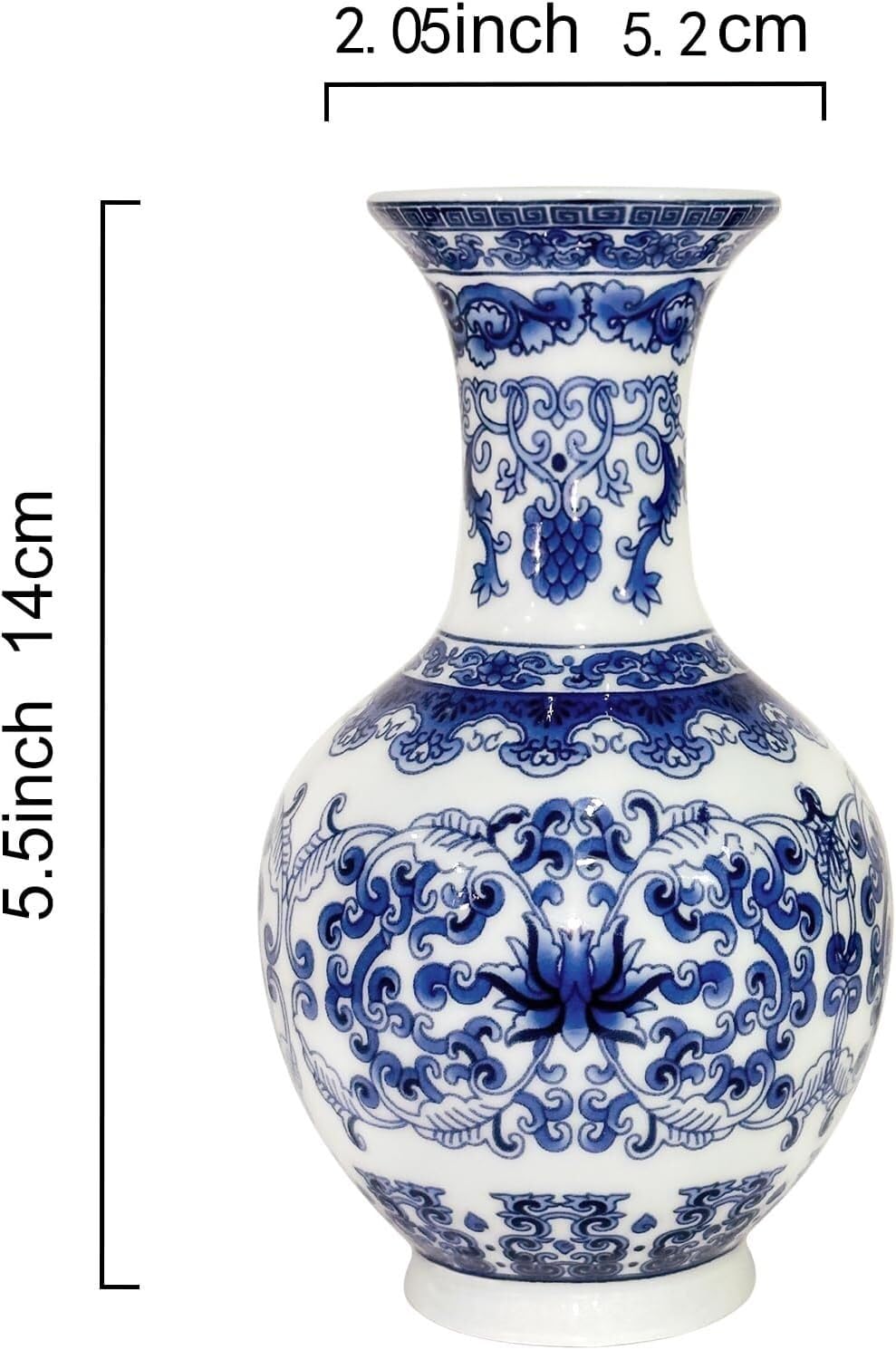 Amazon.co.jp: 中国陶磁器、小さな青と白の磁器の花瓶、ホーム