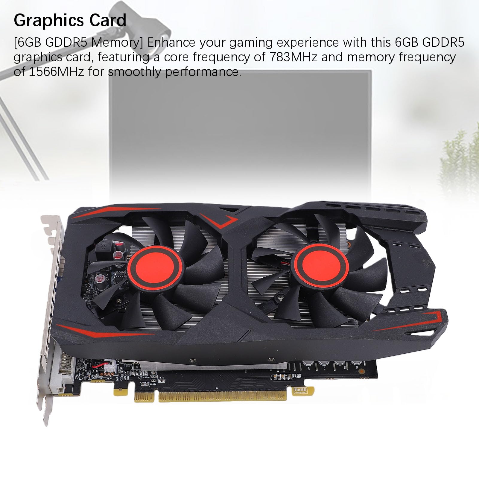 LICAEVEY 550TI 6GB GDDR5 Tarjeta de Gráficos de Juegos de 192 bits, PCI Express 2.0 X16, Refrigeración Dual de Ventiladores, Salida HDMI DVI VGA, DirectX 11 Soporte para PC Gaming &