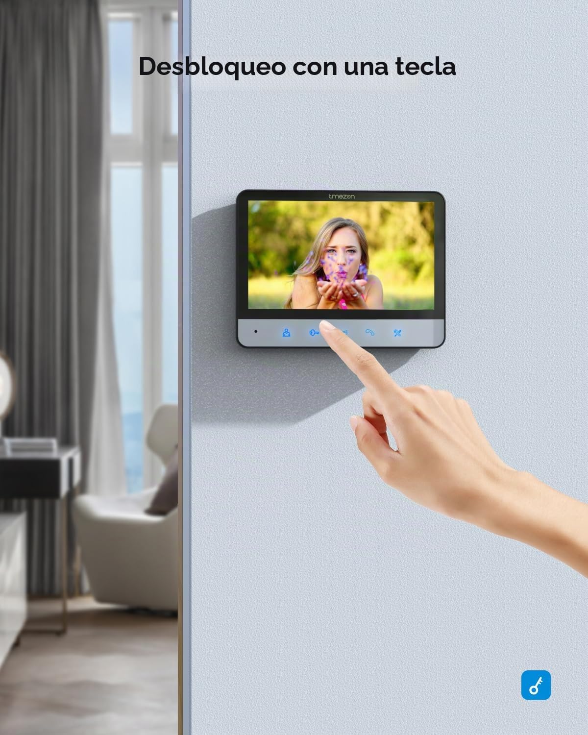 TMEZON Videoportero 4 Hilos,Timbre Video Sistema de intercomunicación con 2 * 7 zoll Monitor y Timbre con Cable,Vista en Vivo y conversación, Desbloqueo por Monitor Interior,para 1 Familia
