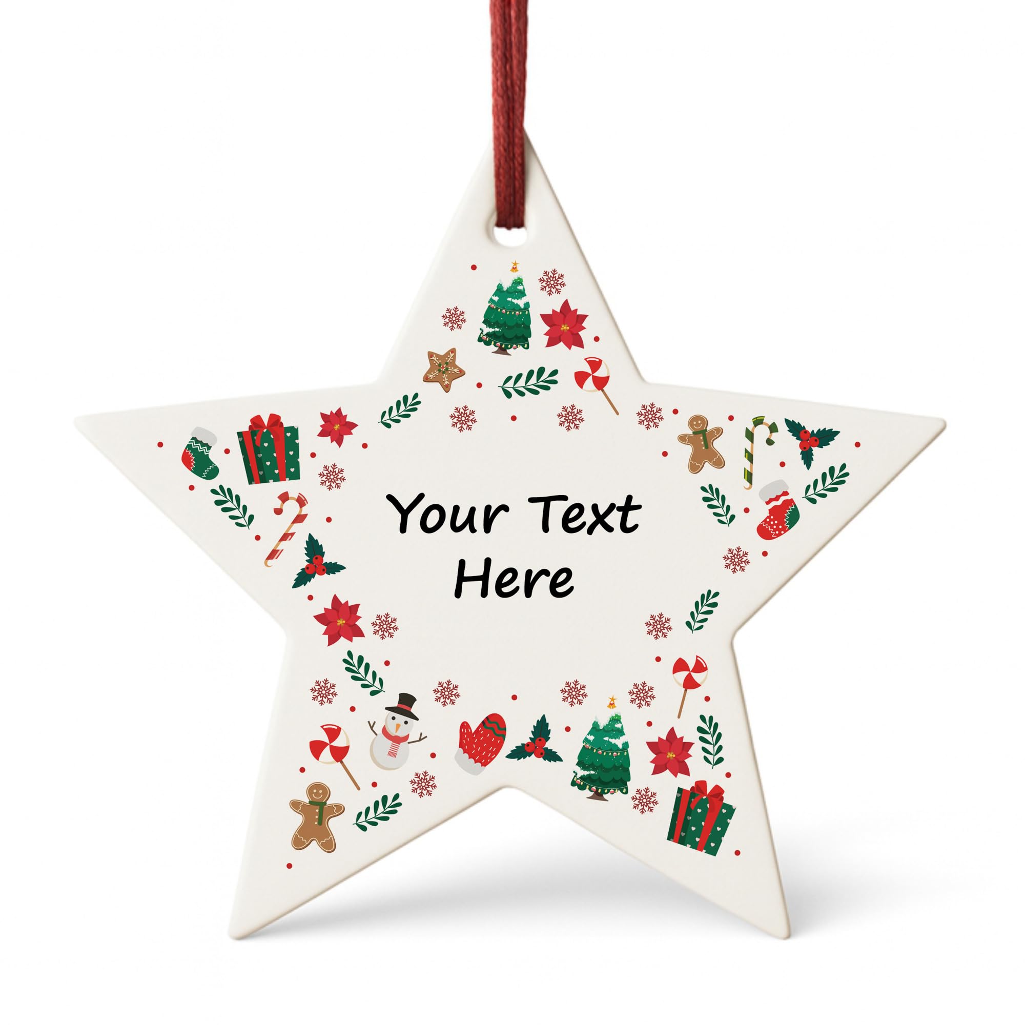 Red Ocean Merry Christmas Bauble For Friend Family Personalised Tree Decoration For Couple Family Baby Christmas Name Tag Keepsake