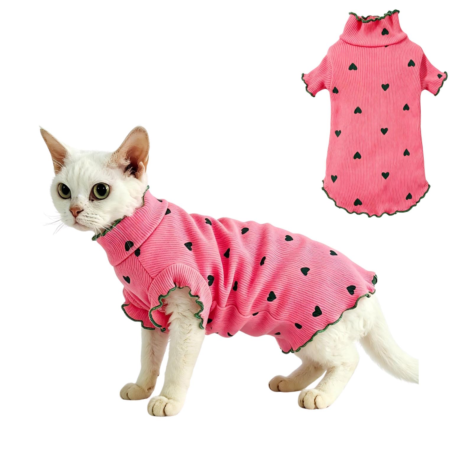 Sphynx Clothes Hairless Cats Cotton Blend Kitten Sweater Shirts,Pink XL