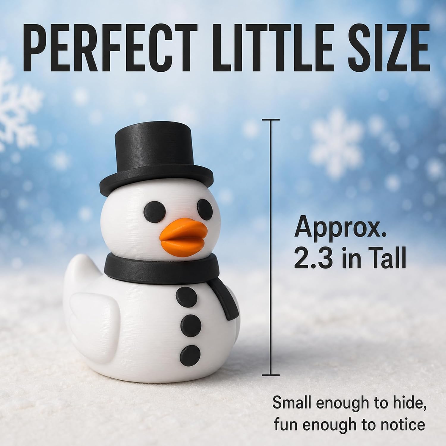 3D Printed Winter Snow Figure Duck Figurine – Collectible Dashboard Decor, Desk Display, Novelty Gift image 5