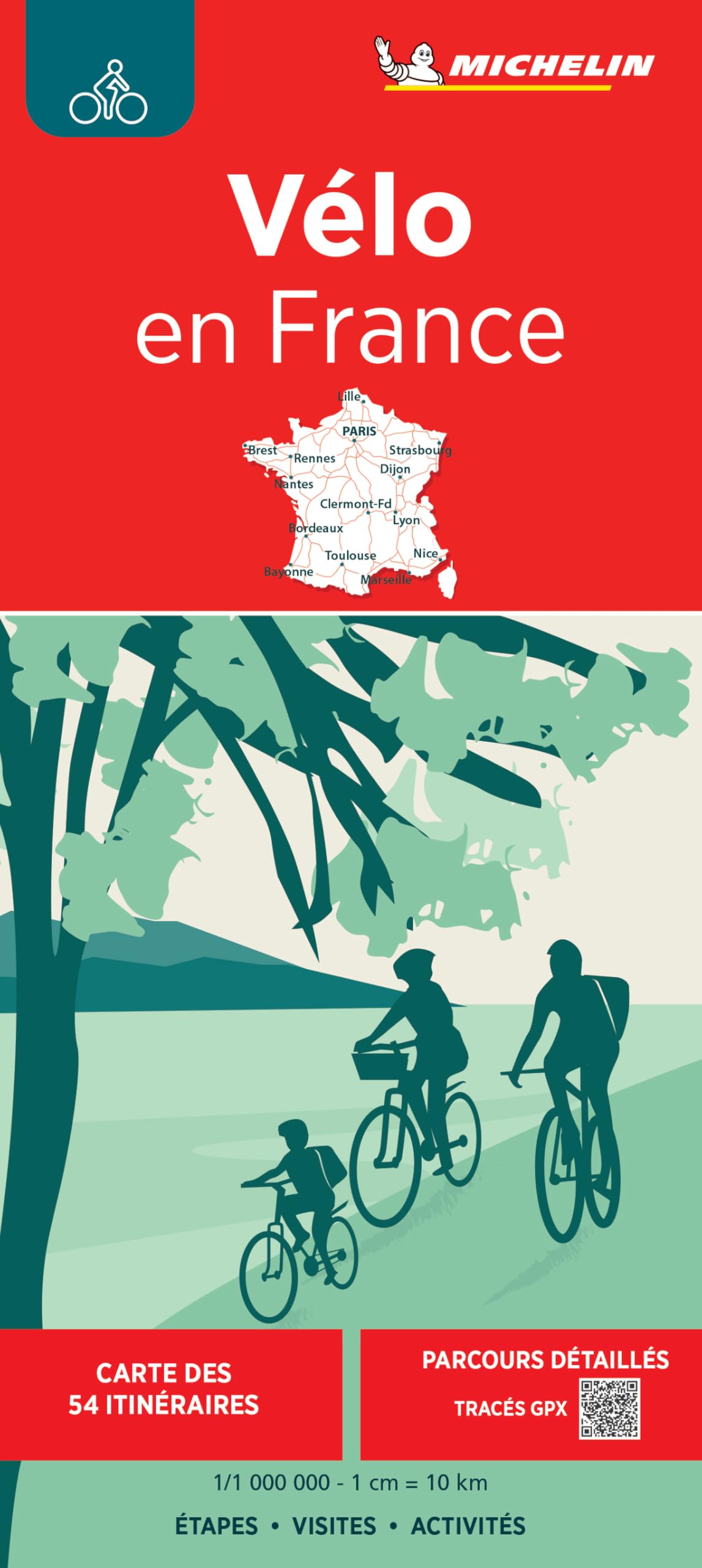 France itinéraires à vélo 54 itinéraires+tracés GPX (767): 1/1 000 000 (National)