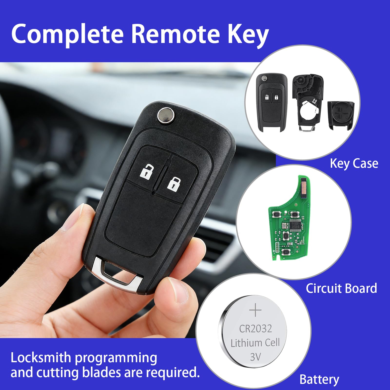 433MHZ Remote Key Fob for Vauxhall Astra J Insignia Zafira B Meriva Cascade Adam Mokka Corsa E For 2 Buttons Vauxhall Key Fob Replacement with 46chip — view 5