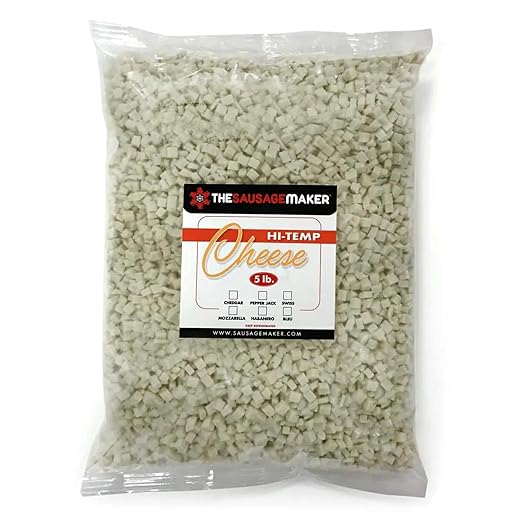 The Sausage Maker® High Temp Bleu Cheese 5 Lbs Hi-Temp Cheese For Sausage Making, 1/4" Diced Cube, 400° Temperature High Heat Cheese For Grilling, Salami, Snack Sticks, Summer Sausage