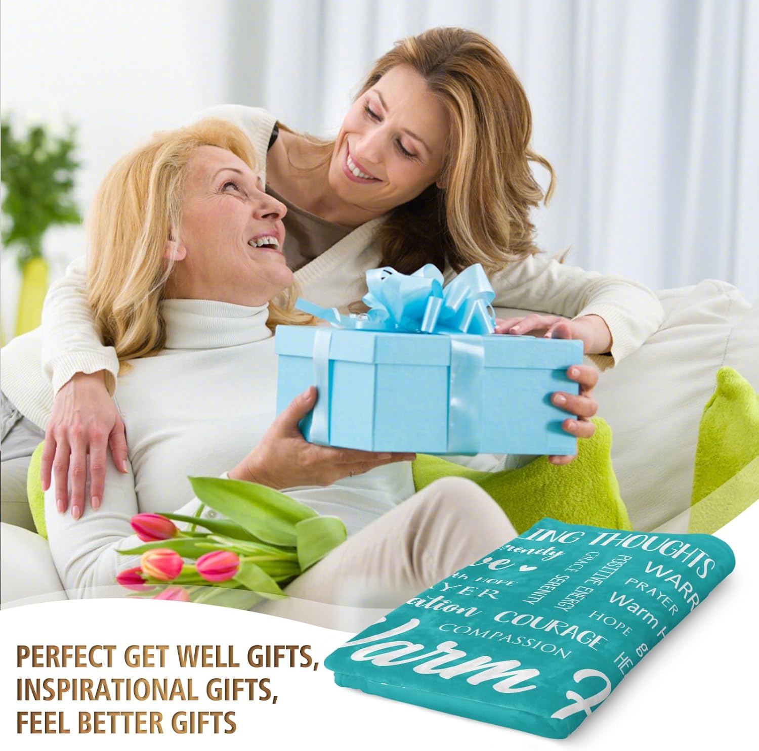 Afterprints Warm Hugs Healing Blanket - Get Well Gifts for Women Men, Cancer Care, Thinking of You Gift, Sympathy Inspirational Blankets, Soft Throw Blanket 50"x60" - Image 2