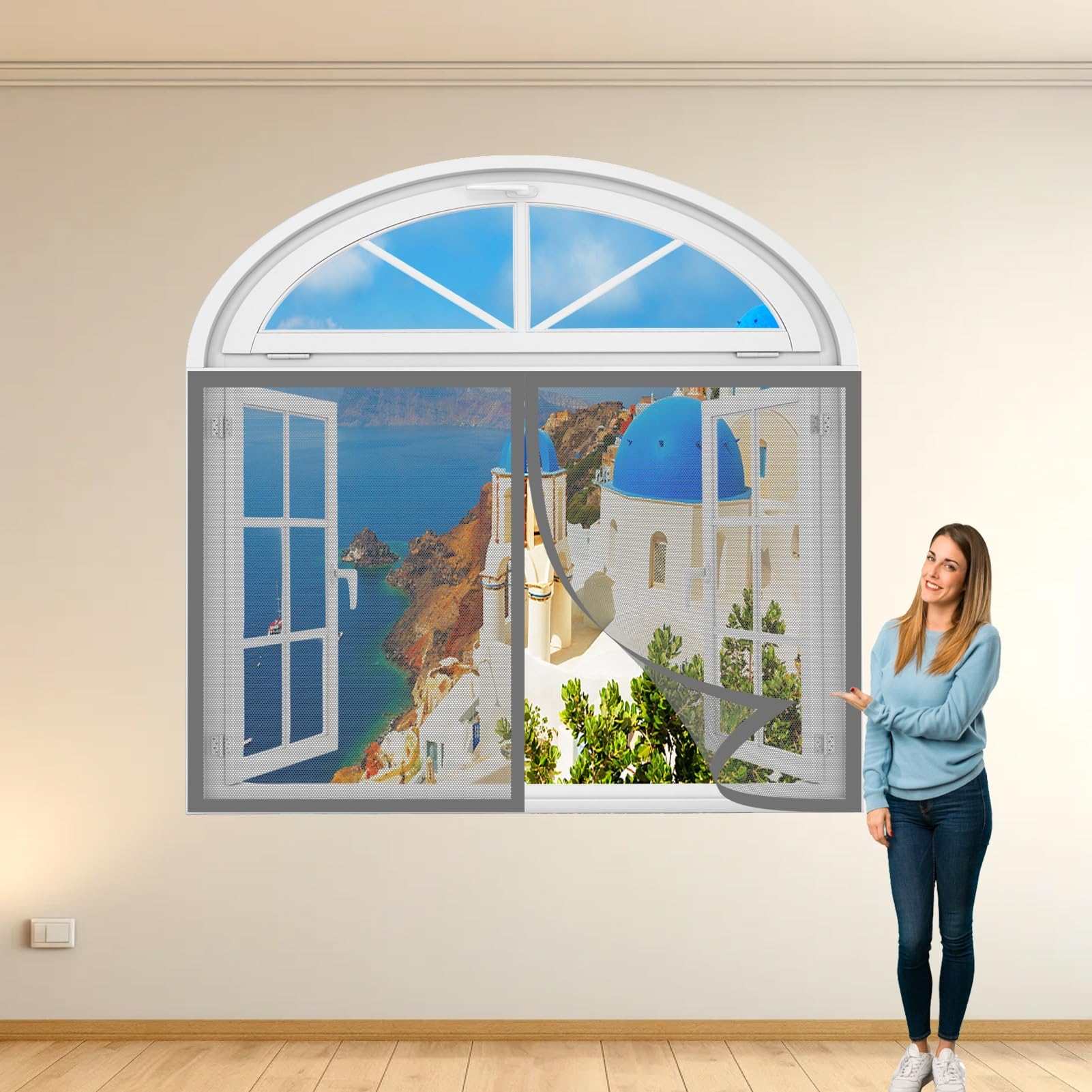 Fly Screens for Windows 146 x 188 cm Keep Fly/Mosquito Out Insect Mesh Mosquito Net Window Excellent Airflow for Windows, Grey