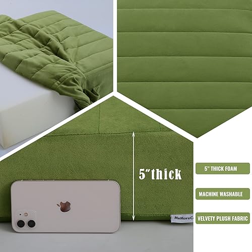 Miniatura 4 de MeMoreCool Cojín cuadrado de piso para sentarse para adultos y niños, gran cojín de meditación con espuma gruesa y cubierta capitonada suave, cojín