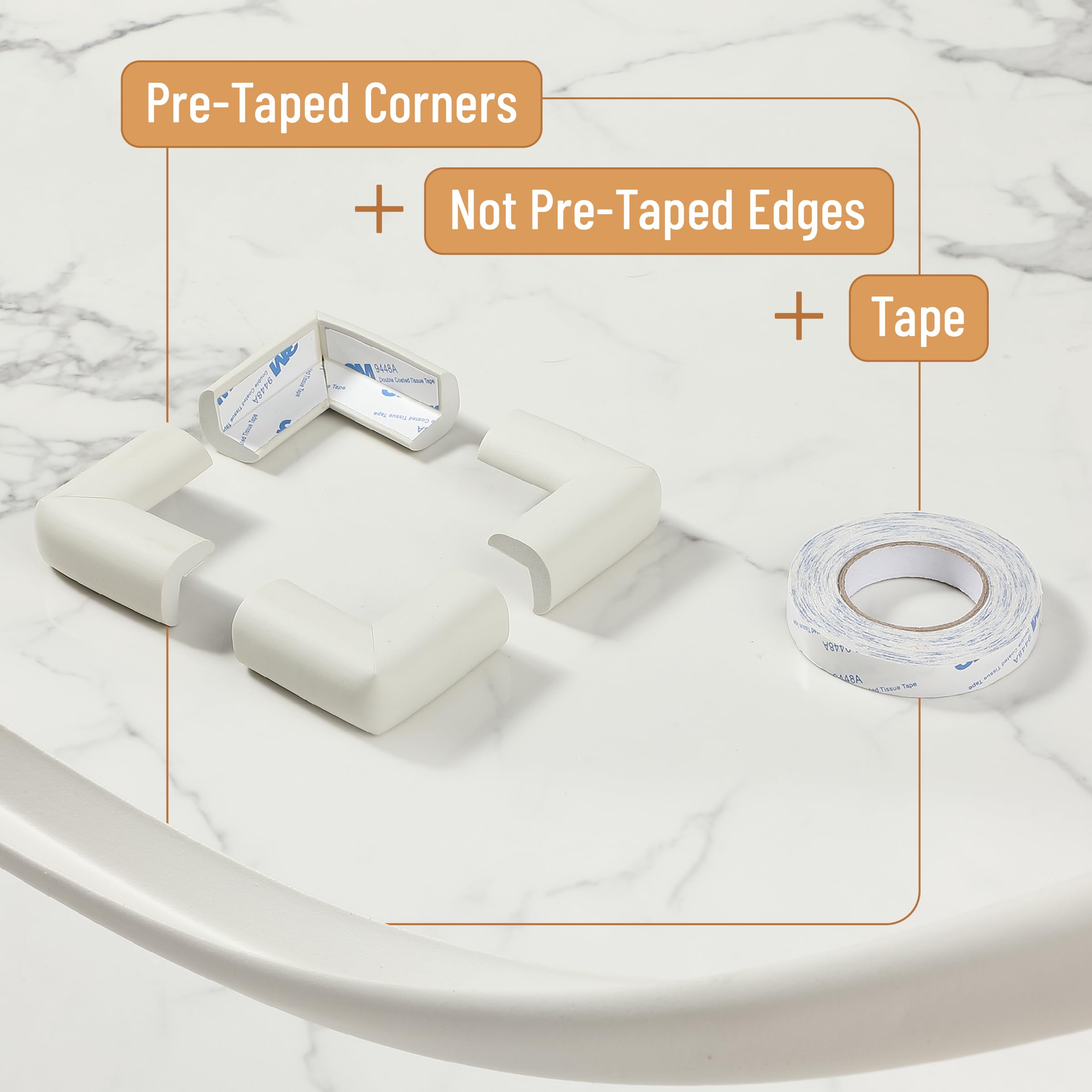 Mr. Pen- Furniture Corner & Edge Safety Bumpers, 18ft Edge & 8 Corners, Baby Proof Corners and Edges, White, 18 ft - Image 3