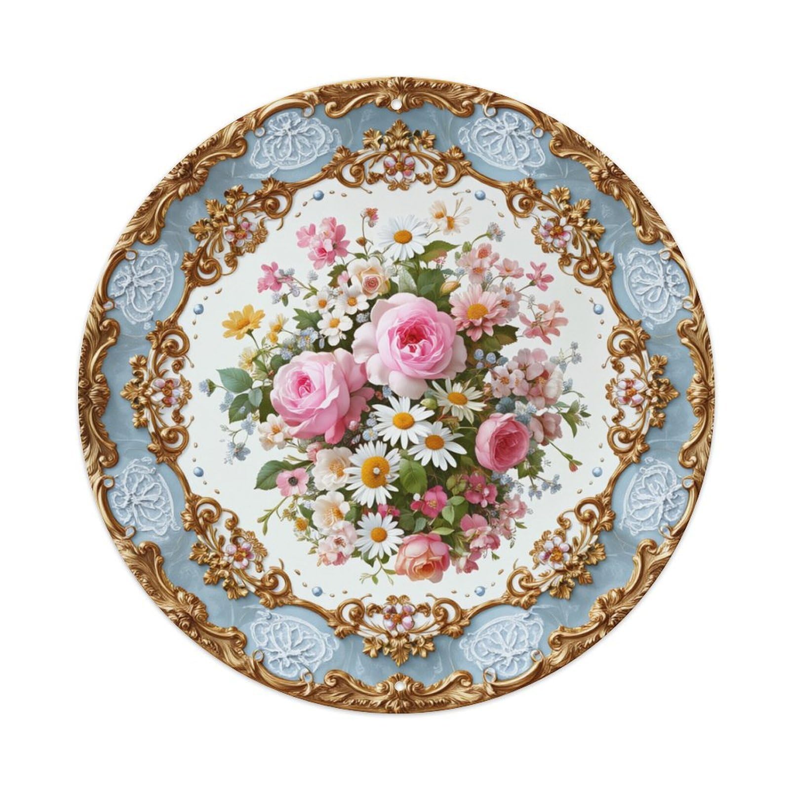 Floral Arrangement With Roses And Daisies Round Tin Sign Retro Metal Sign for Cafe Bar Pub Home Game Room Gym Club Wall Decoration Vintage Metal Poster 8x8 Inch