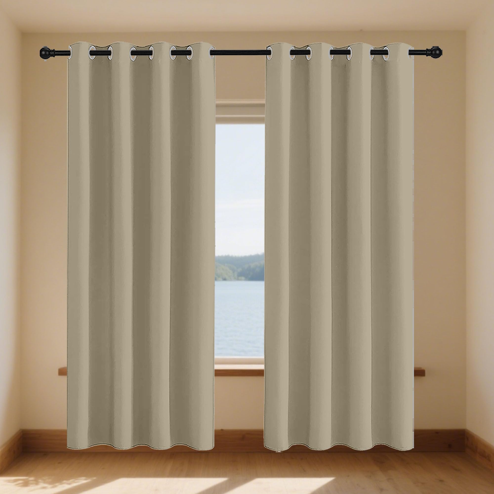 Rideau beige crème 164x172 cm pour créer un salon cosy et lumineux