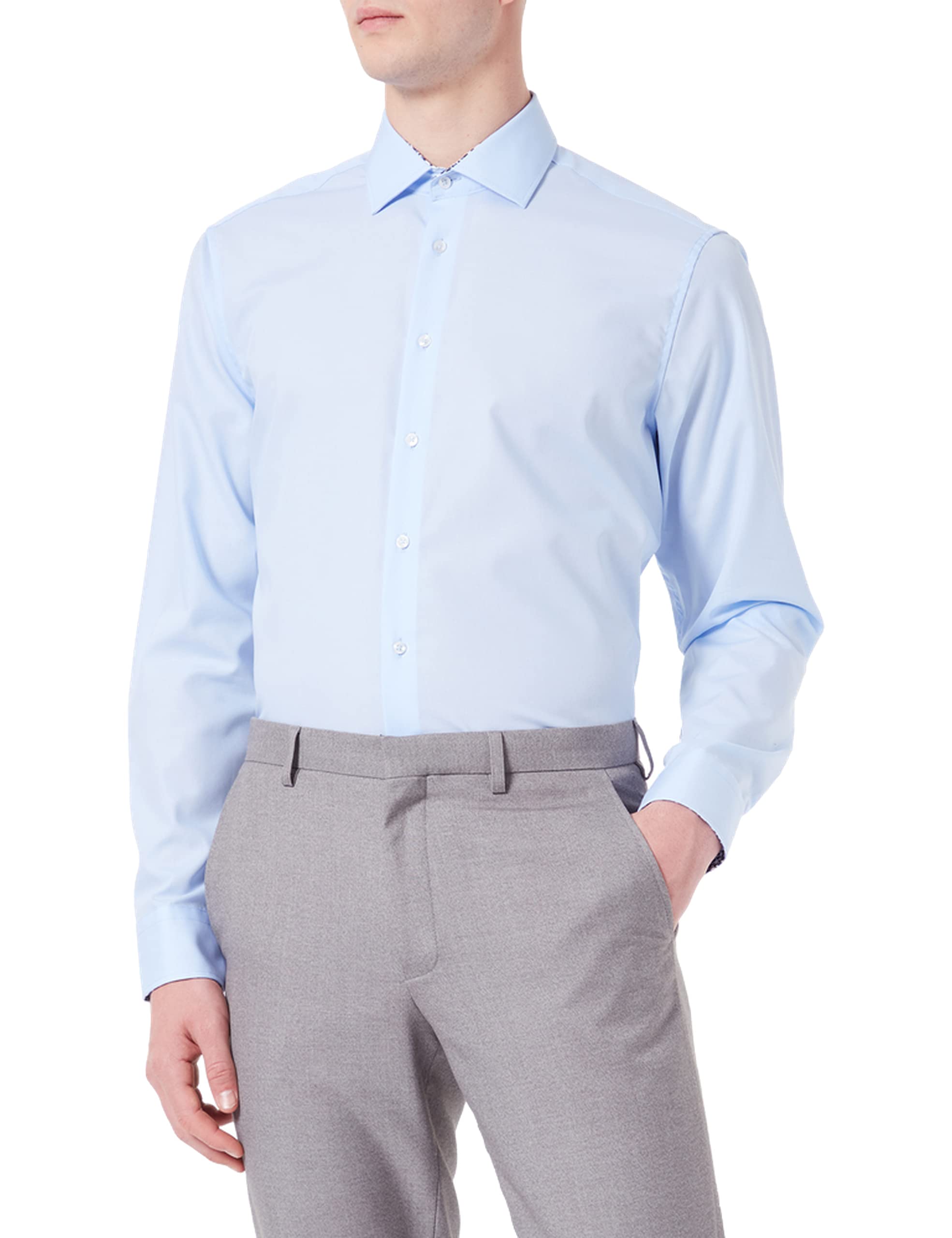 Seidensticker Men's Business Shirt - Regular Fit - Non-Iron - Kent Collar - Long Sleeve - 100% Cotton