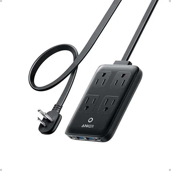 Anker Charging Station, 20W Max 8-in-1 USB-C Power Strip for iPhone 15/14 and MacBook Air/Pro, 5 ft Thin Cord with 4 AC, 2 USB-A, and 2 USB-C Ports, Fast Charging Desktop Charger for Travel,
