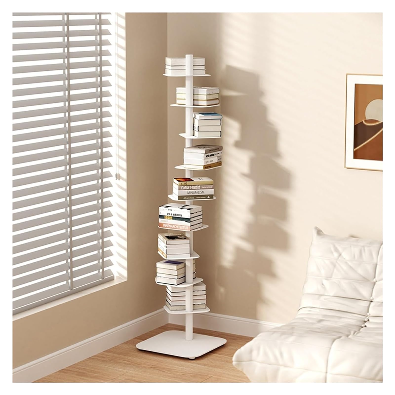 Book Shelf,Vertical Bookshelf for Home，Simple Narrow Metal, Multipurpose Corner Tall, Ladder Bookcase Ideal Display，Narrow