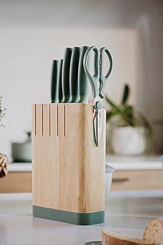 Miniatura 2 de BergHOFF Forest - Juego de 6 bloques de cuchillos, hoja afilada de acero inoxidable, mango suave al tacto, bloque de madera, ranuras anchas,