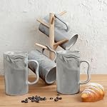 20 oz Grandes tasses à café en marbre, Coupes de thé en Tall avec Big M Poignée en marbre céramique 600ml Porcelaine en vrac surdimensionnée XL Bière Latte Cappuccino Cup Ensemble de 2 pour les hommes et les femmes Cadeaux,Grey