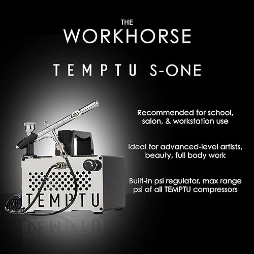 Miniatura 4 de TEMPTU S-One Advanced Airbrush Compressor For Beauty & Full Body Work  Ideal For School, Salon & Workstation Use  Built In psi Regulator, Thermally
