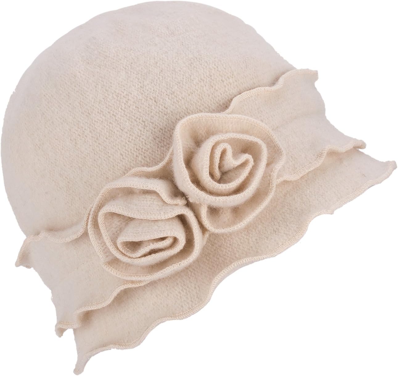 Womens Gatsby 1920s Winter Wool Cap Beret Beanie Crochet Bucket Flower Hat A285