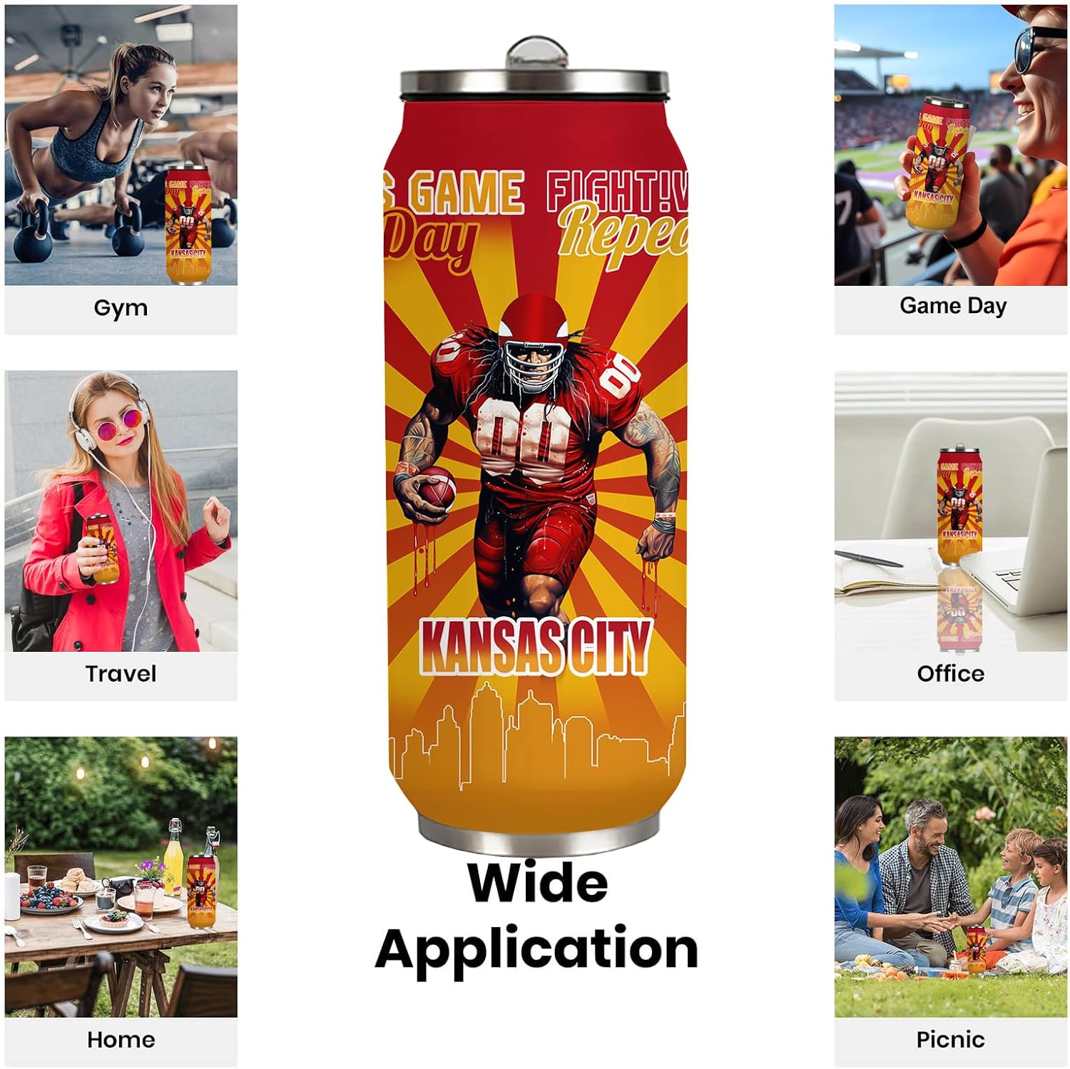 Football Tumbler Cup Travel Mug With Lid,Football Lover Gifts Stainless Steel Vacuum Tumbler Football Team Fans Coffee Mug Cup Gifts For Women Men 17 Oz - Image 9