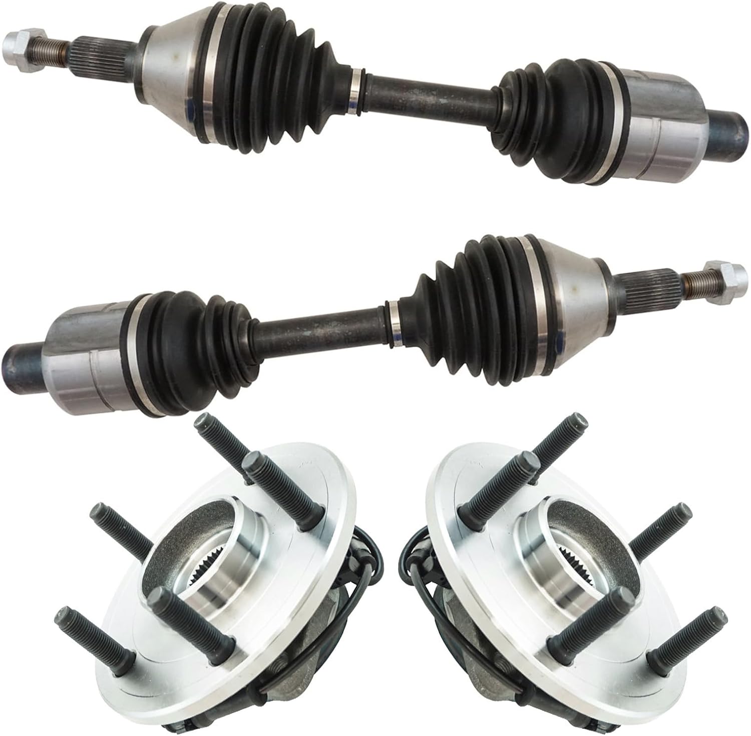 TRQ Front CV Axle Assemblies Front Wheel Bearing and Hub Assemblies 4 Piece 4WD Compatible with 2012-2018 Ram 1500 2019-2021 1500 Classic