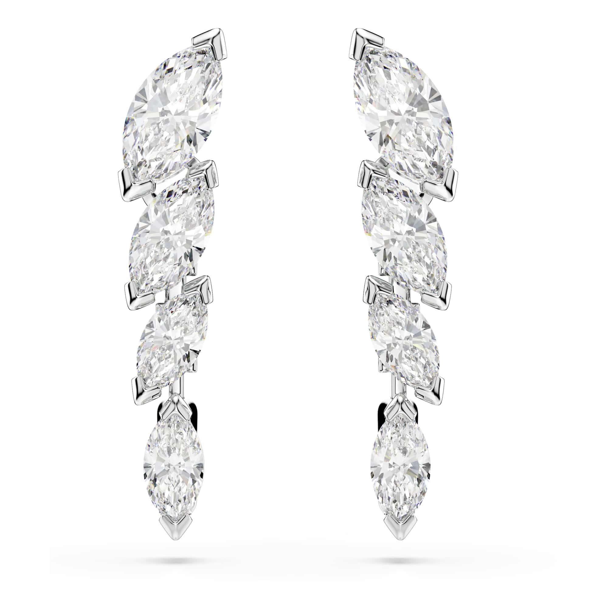 Swarovski Mesmera Earrings, Marquise Cut, White, Rhodium Plated