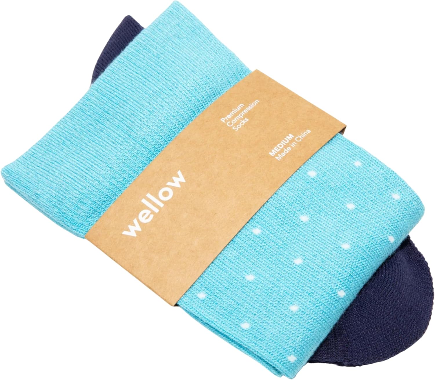 Wellow Knee High Compression Socks for Men & Women | 18-25 mmHg Made with Viscose from Bamboo | Nurses & Pregnancy Support | Relieves Swelling - Dots