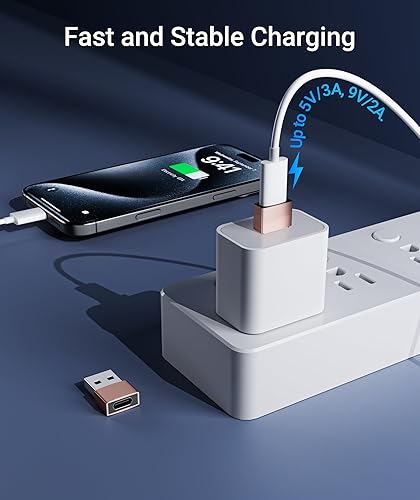 Vista 24 de Syntech Adaptador USB C hembra a USB macho, paquete de 3 [artículos imprescindibles de viaje, aluminio] adaptador USB C a USB, cable de carga tipo