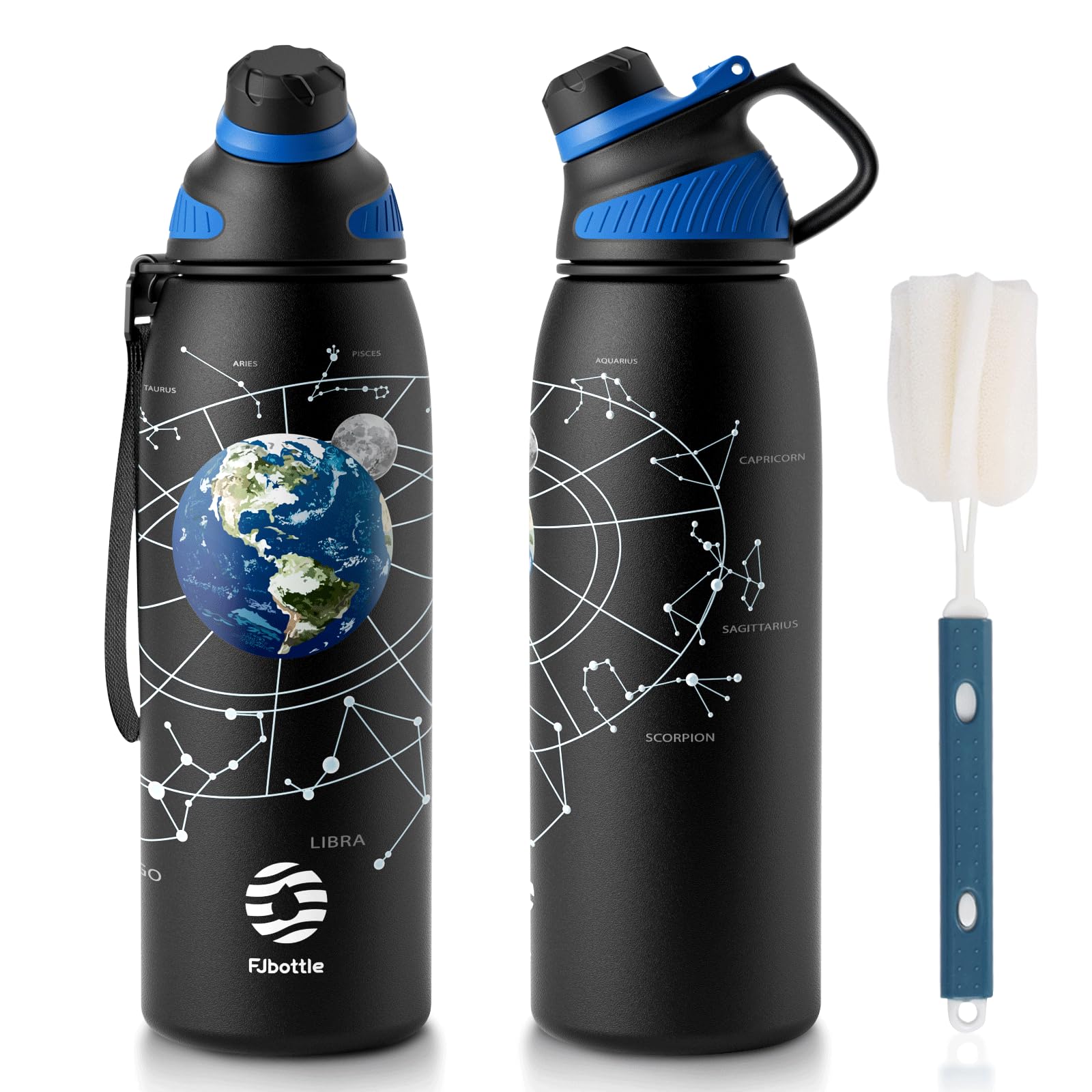Fjbottle Borraccia Termica 1 litro con Tappo magnetico, Bottiglia Termica Senza BPA/Senza Perdite Borracce acciaio inox per Scuola, Sport, Palestra, Ciclismo
