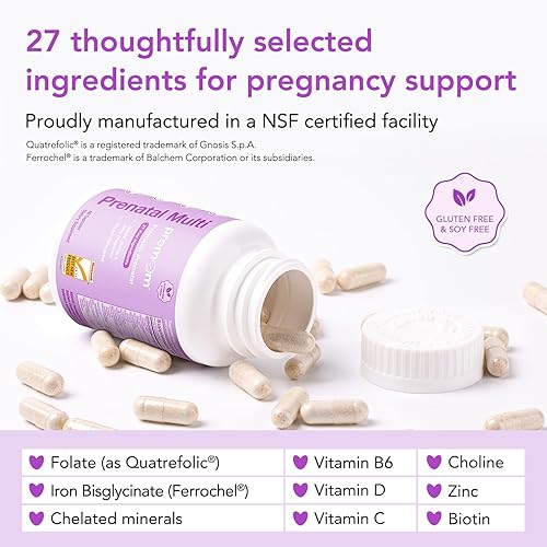 Miniatura 4 de Premom Prenatal Vitamins for Women - Conception for Her Multivitamin: 27 Nutrients, Includes 680mcg Methyl Folate + Choline + Iron, Traceable