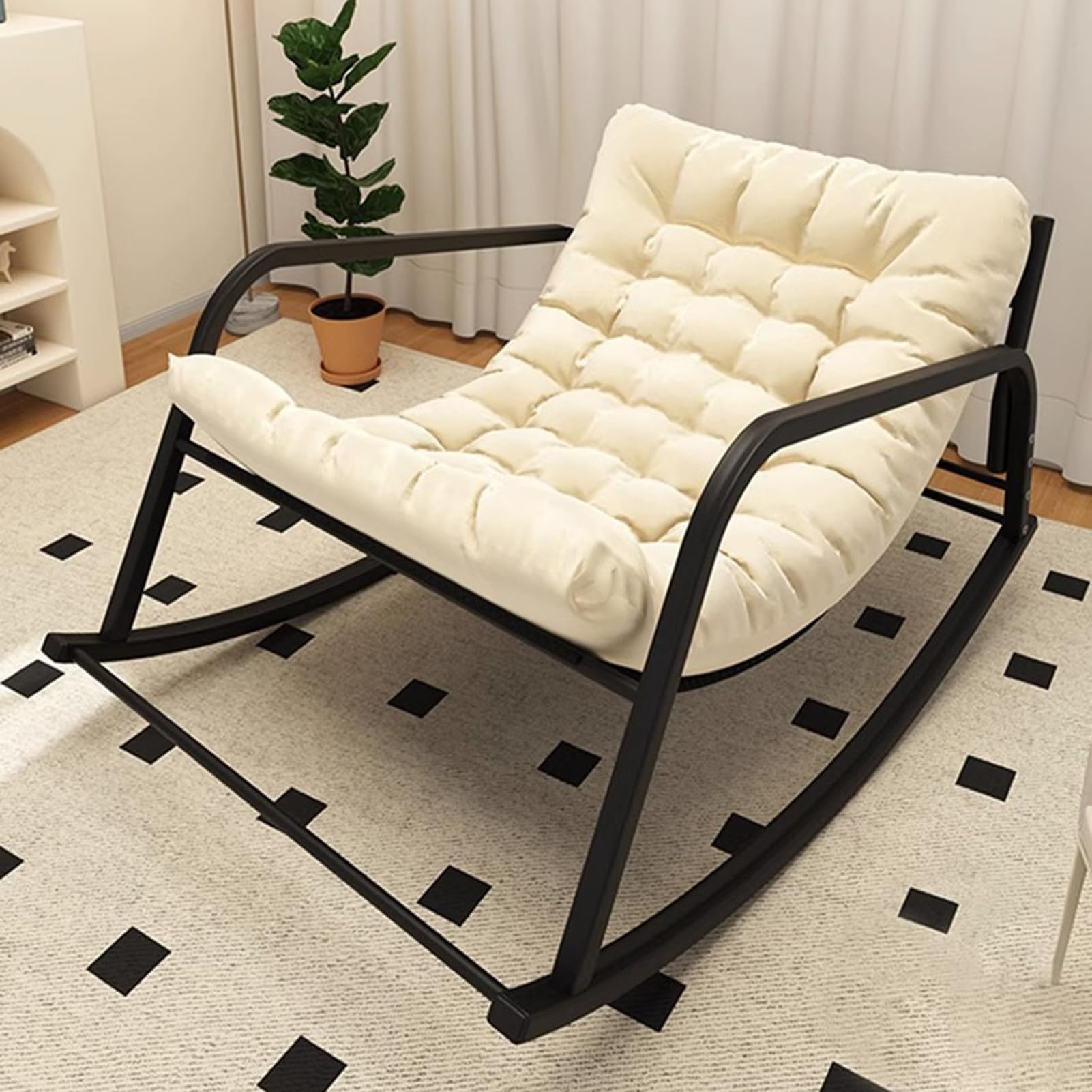 Fauteuil à bascule XXL résistant aux intempéries et métal robuste pour terrasse