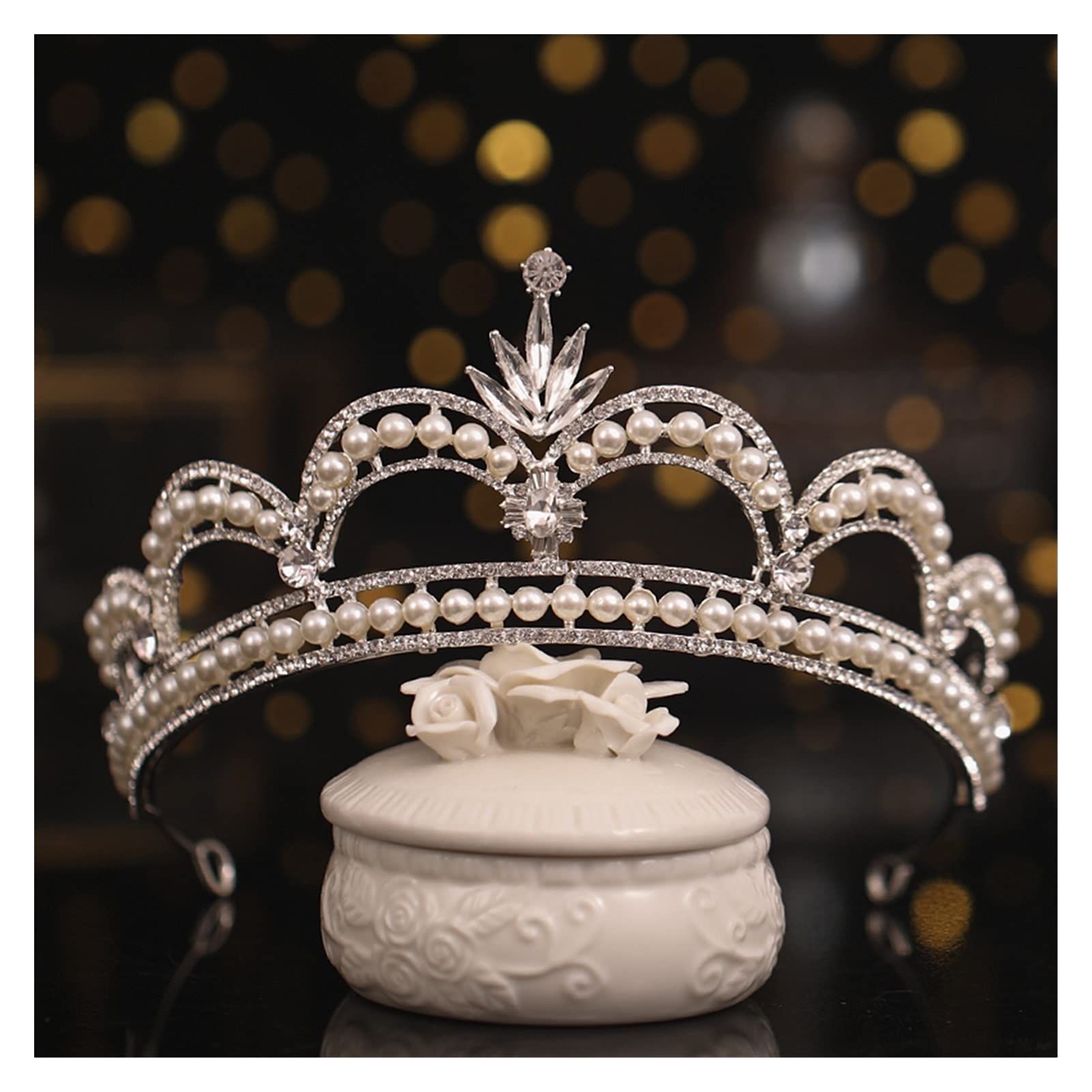 Rhinestone Kryształ Tiara Diadem Królowa Korona Księżniczka Tiary Bridal Biżuteria Do Włosów Wesele Akcesoria Do Włosów Kobiety Chluba Tiara (Kolor Metalu: Czarny Gun Plated)