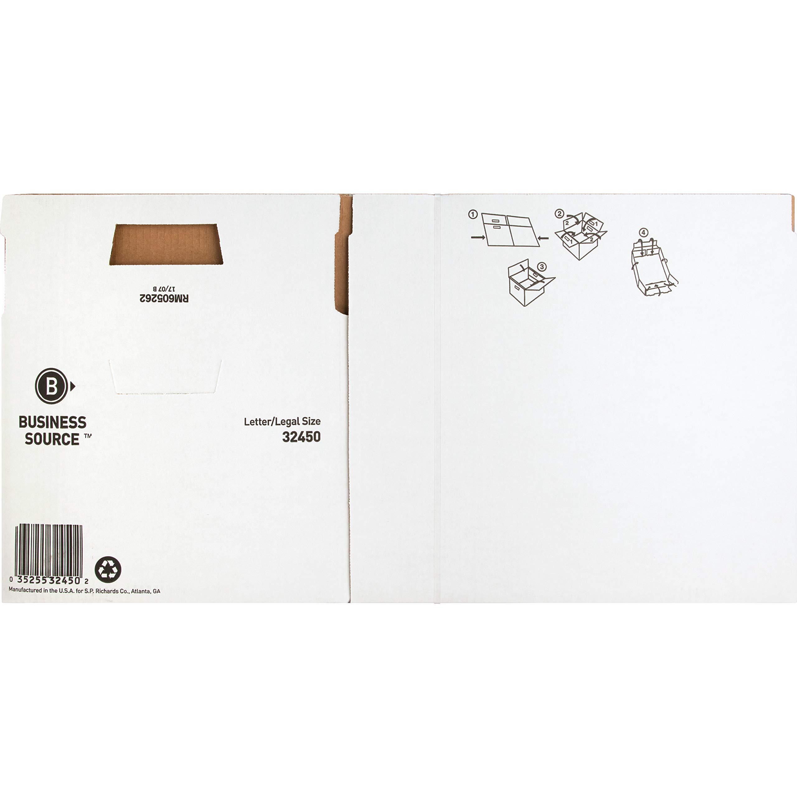 Business Source 32450 Storage Boxes, LTR/Legal, 400 lb, 12-Inch x15-Inch x10-Inch, 12/CT White